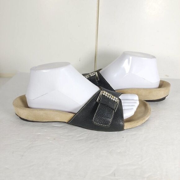 Spring Step L'artiste Women's EU40 US9-9,5 Black Leather One Strap Slide Sandals - Picture 8 of 13